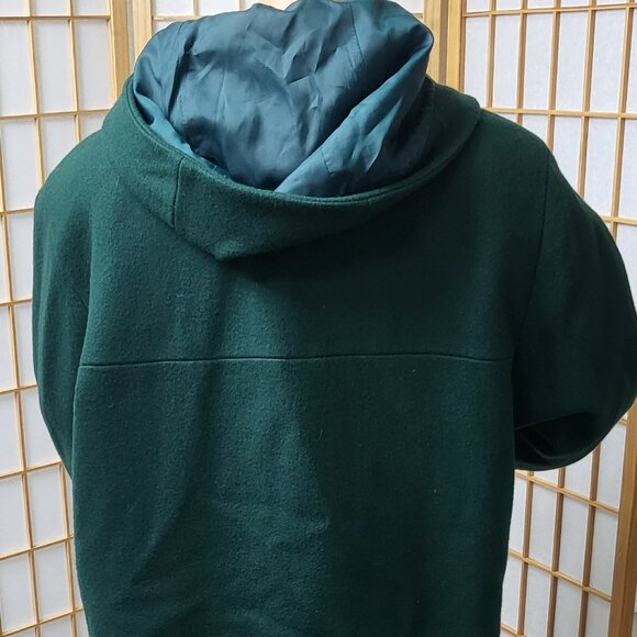 Herman Kay forest green wool ladies coat midi length EUC with hood size 1X - Picture 3 of 6